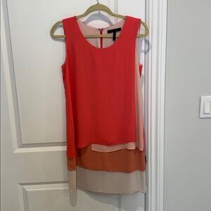 BCBGMaxAzria Red and Tan Layered Midi Dress